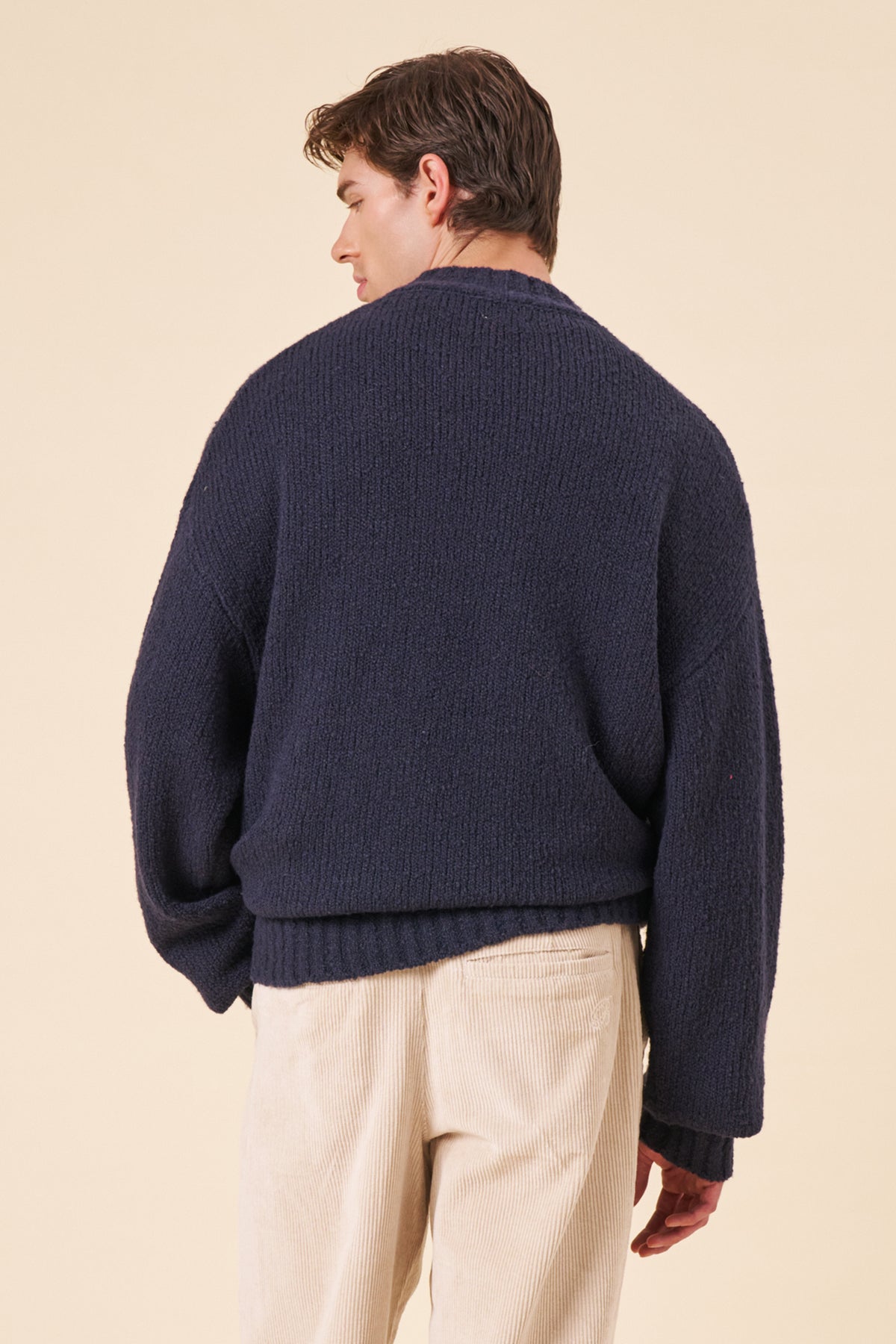 CROPPED WOOL KNIT - NAVY