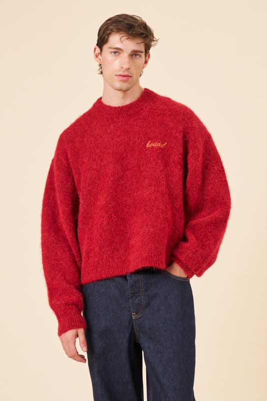 DEXTER CROPPED ALPACA KNIT - CLARET RED