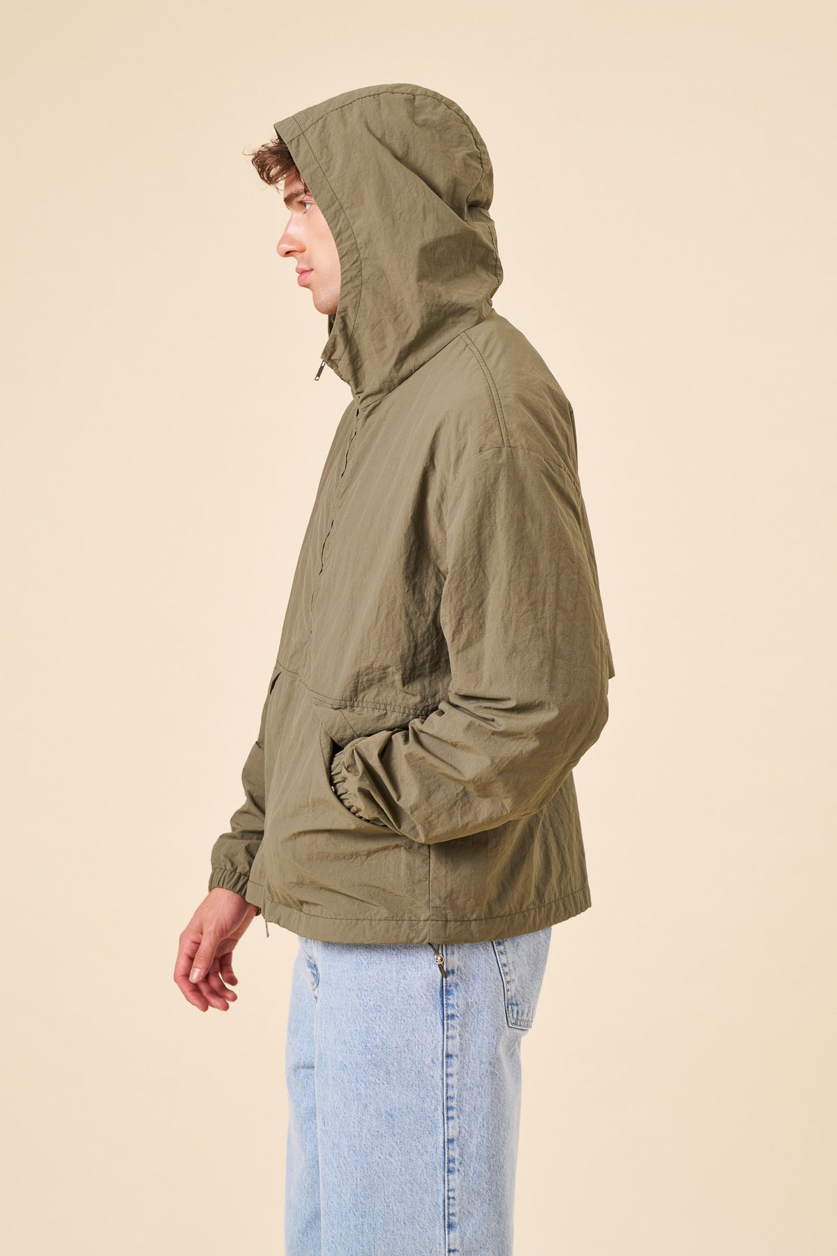 ACID WASH RIPSTOP WINDBREAKER - ARMY GREEN