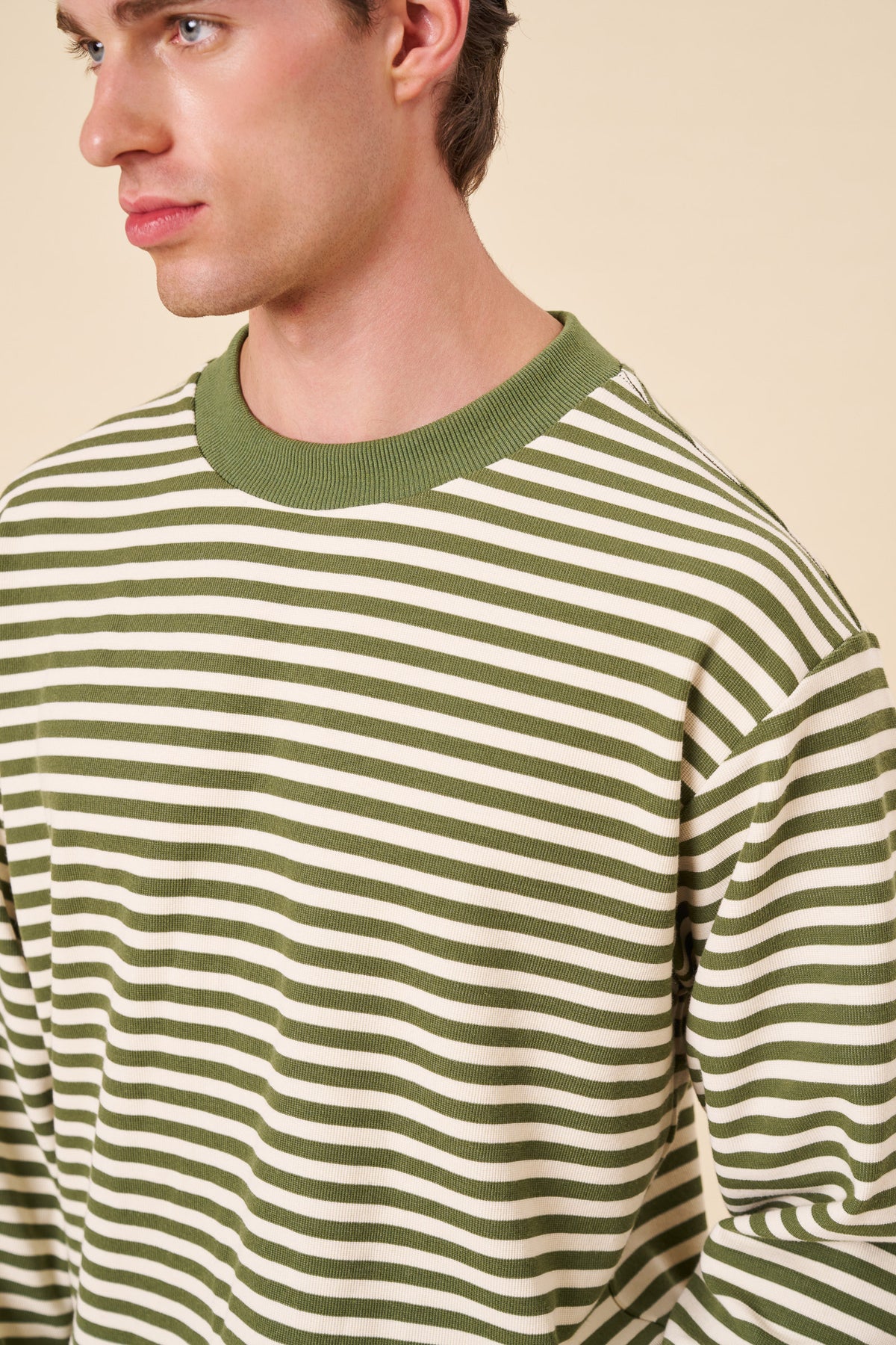 PIQUE STRIPE LONGSLEEVE TEE - SAGE