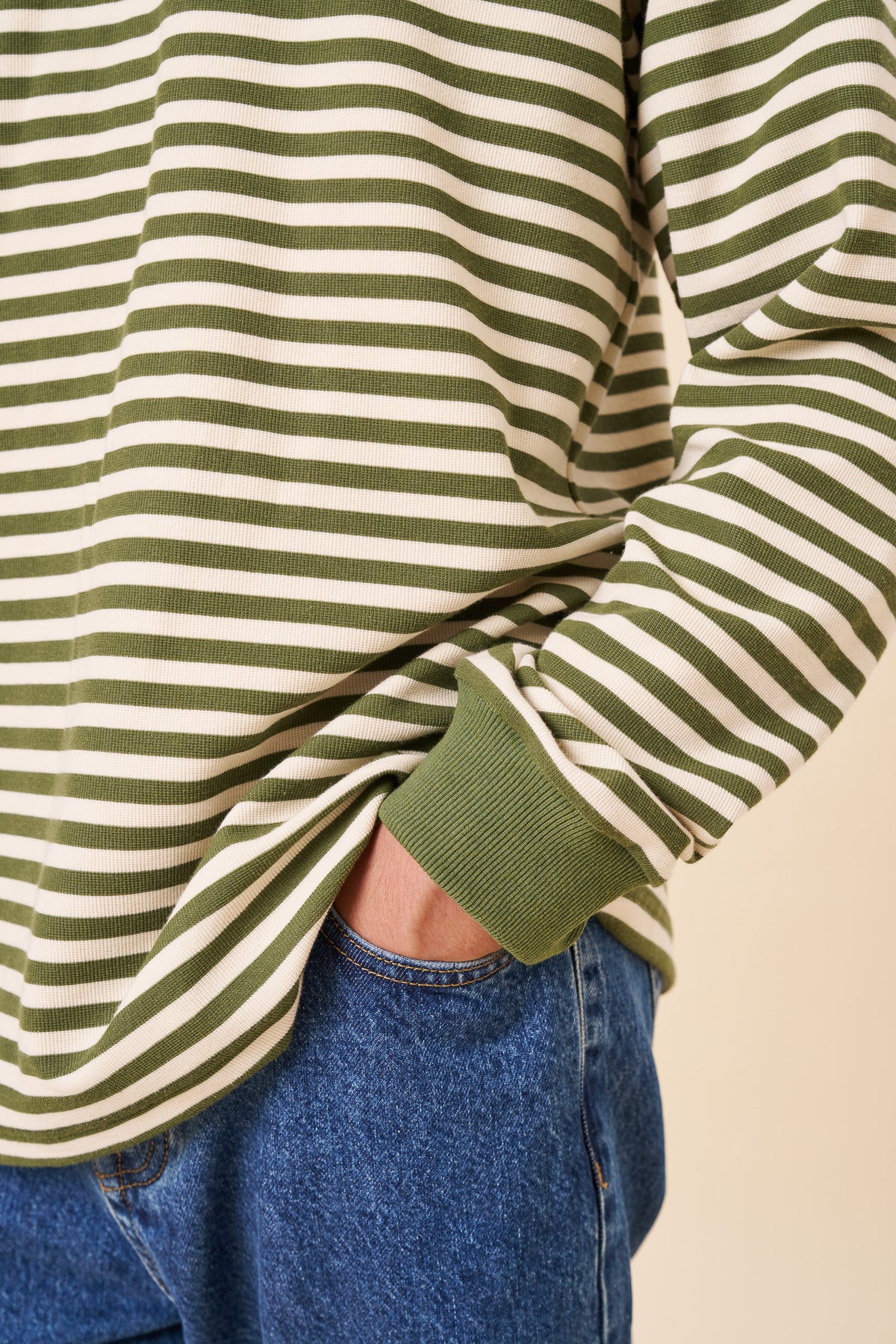 PIQUE STRIPE LONGSLEEVE TEE - SAGE