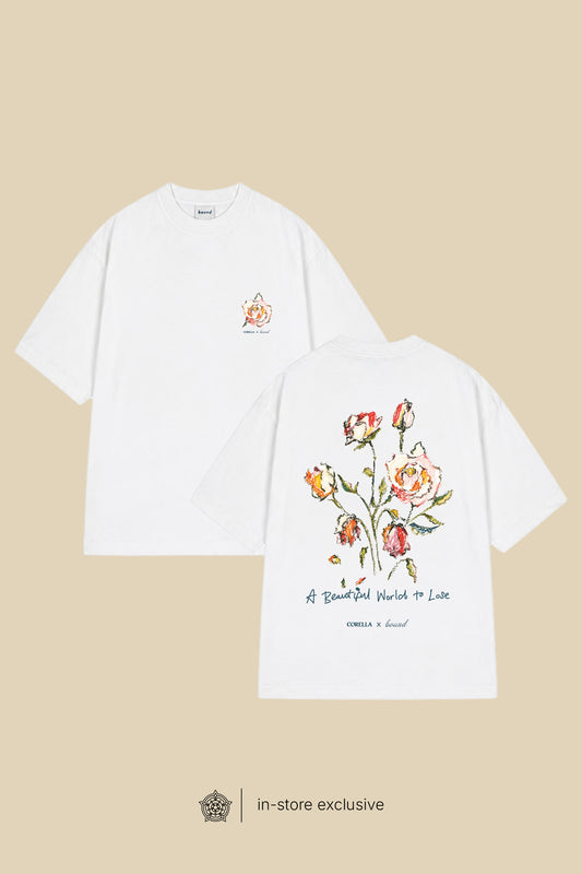 CORELLA X BOUND 'A BEAUTIFUL WORLD TO LOSE' TEE - OFF WHITE