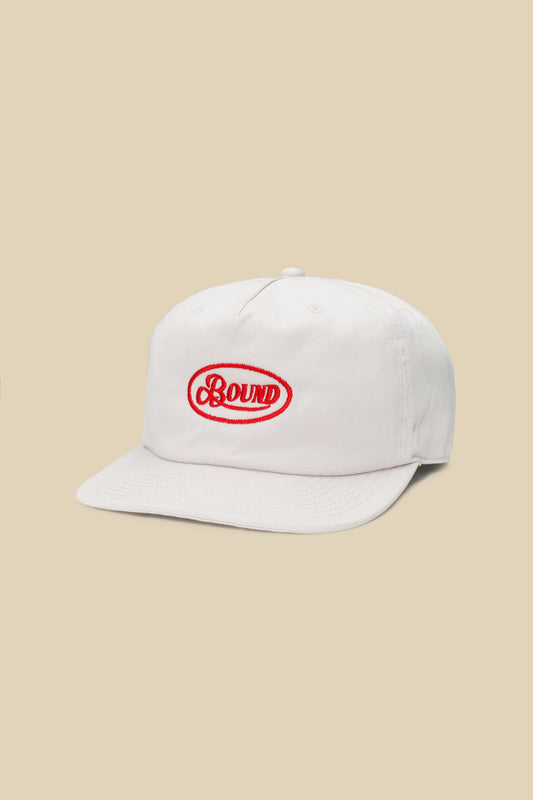 RETRO EMBROIDERED 5 PANEL CAP - BONE