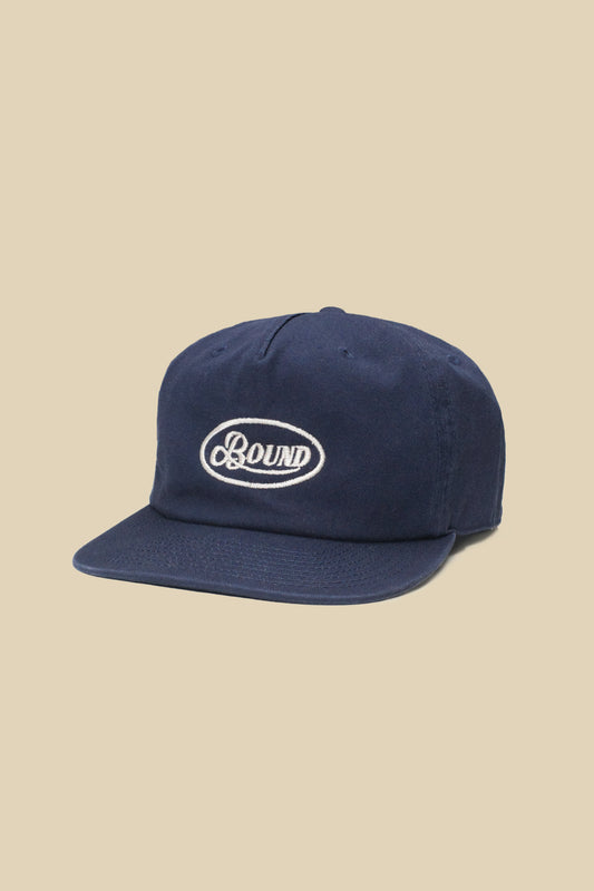 RETRO EMBROIDERED 5 PANEL CAP - NAVY