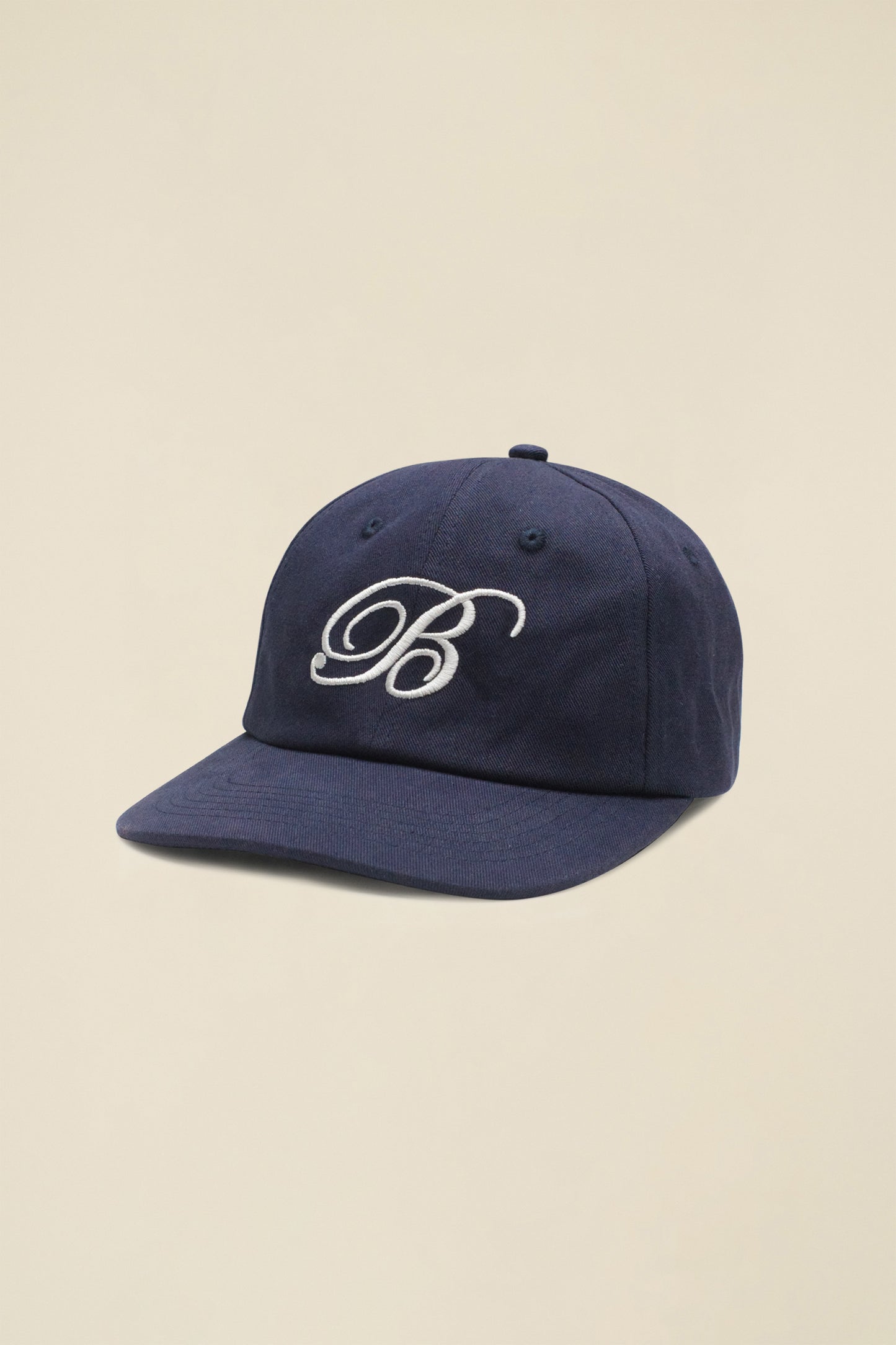 SCRIPT EMBROIDERED 6 PANEL CAP - NAVY
