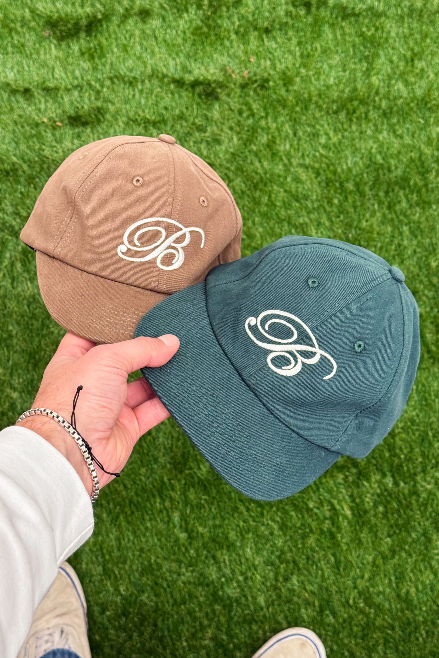 SCRIPT EMBROIDERED 6 PANEL CAP - FOREST GREEN
