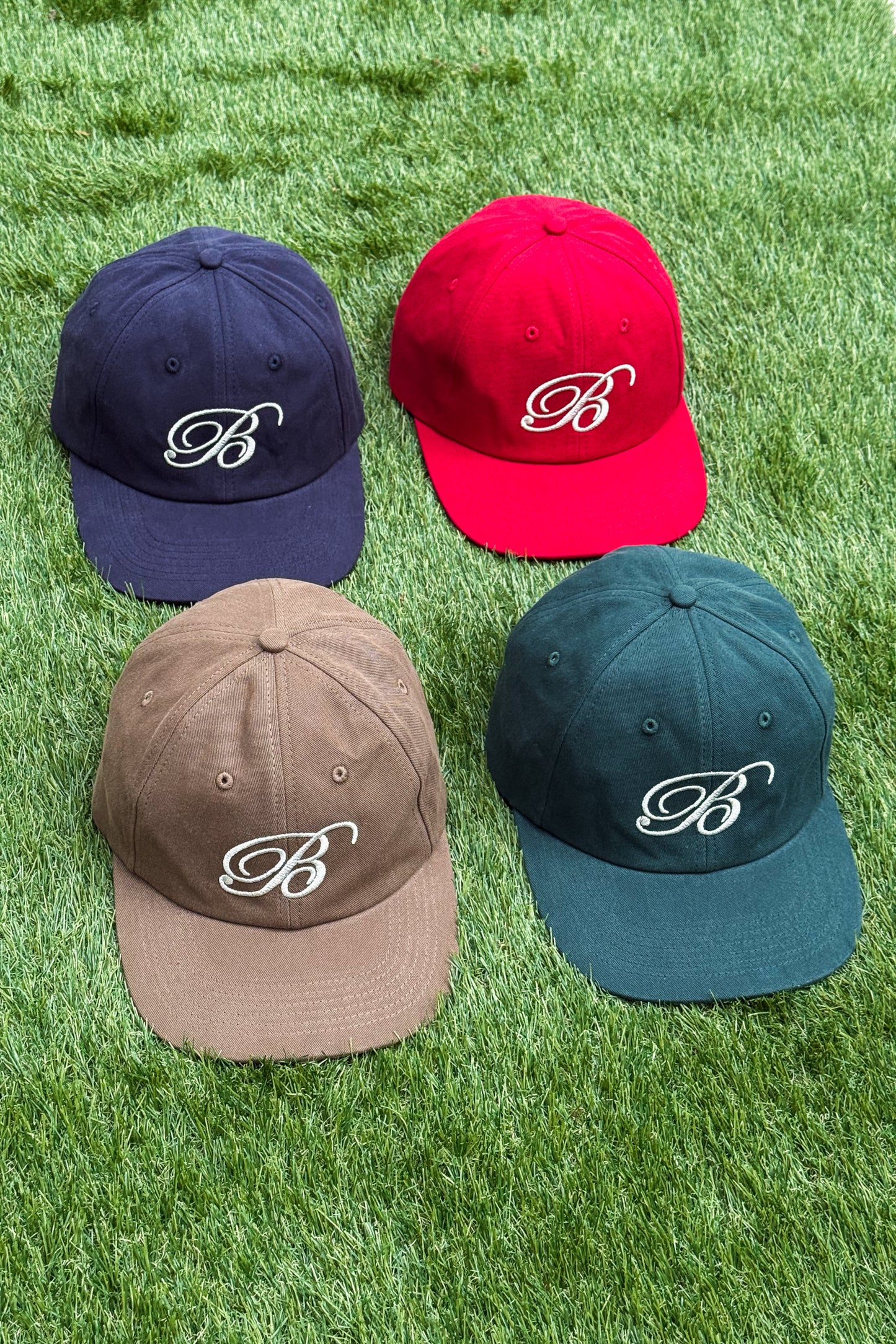 SCRIPT EMBROIDERED 6 PANEL CAP - FOREST GREEN