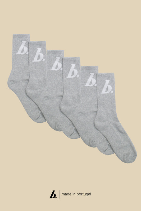 STAMP SOCKS 3 PACK - GREY