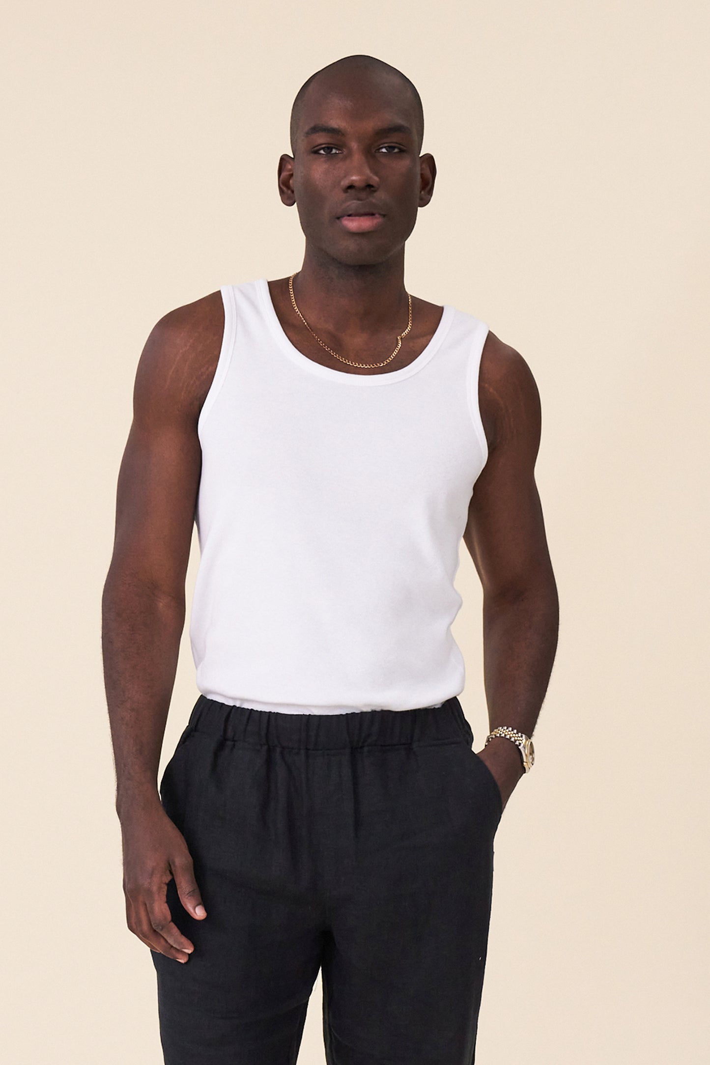 SUSTAIN WHITE RIBBED VEST