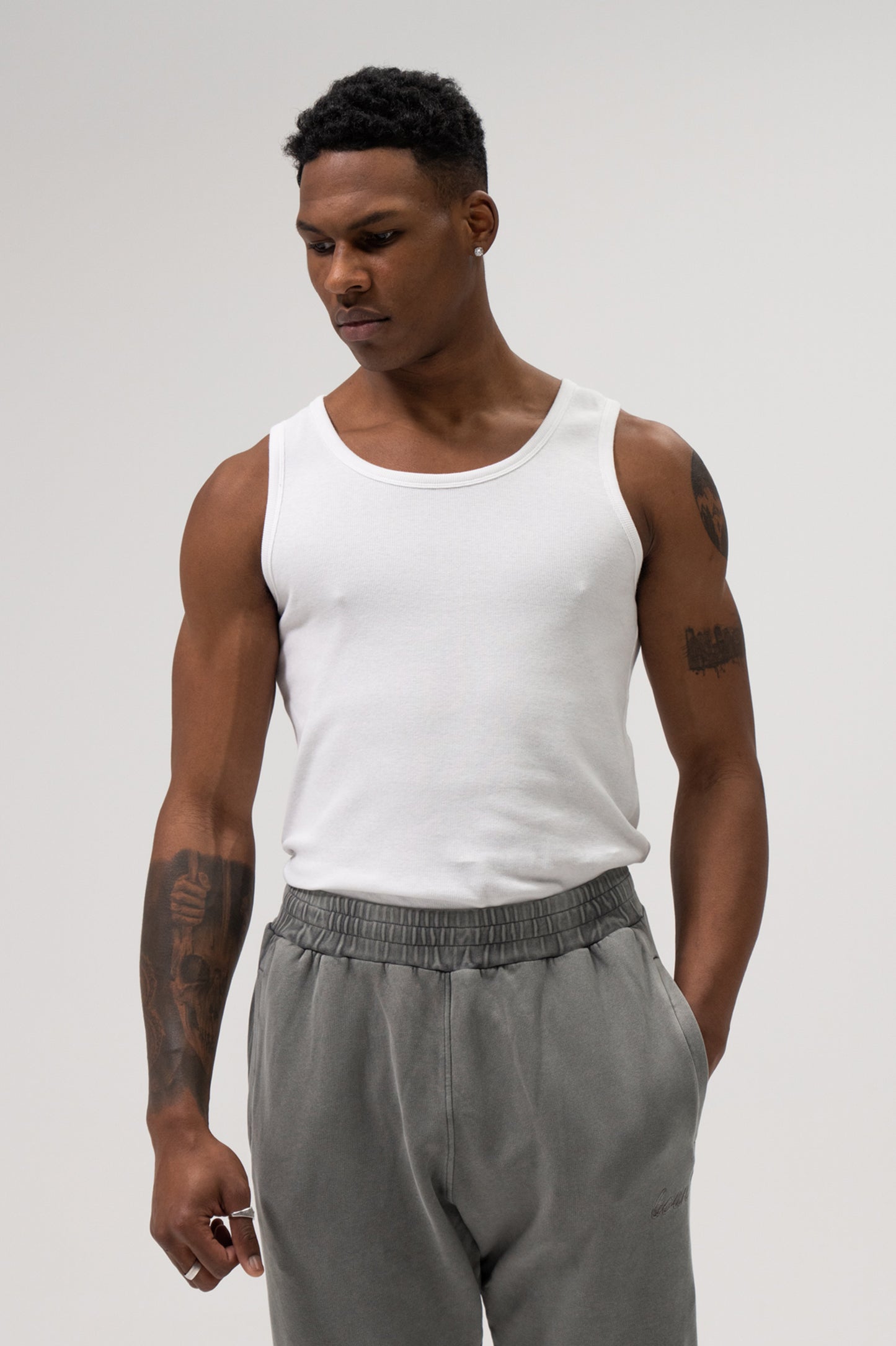SUSTAIN RIBBED VEST TWIN PACK - WHITE/BLACK