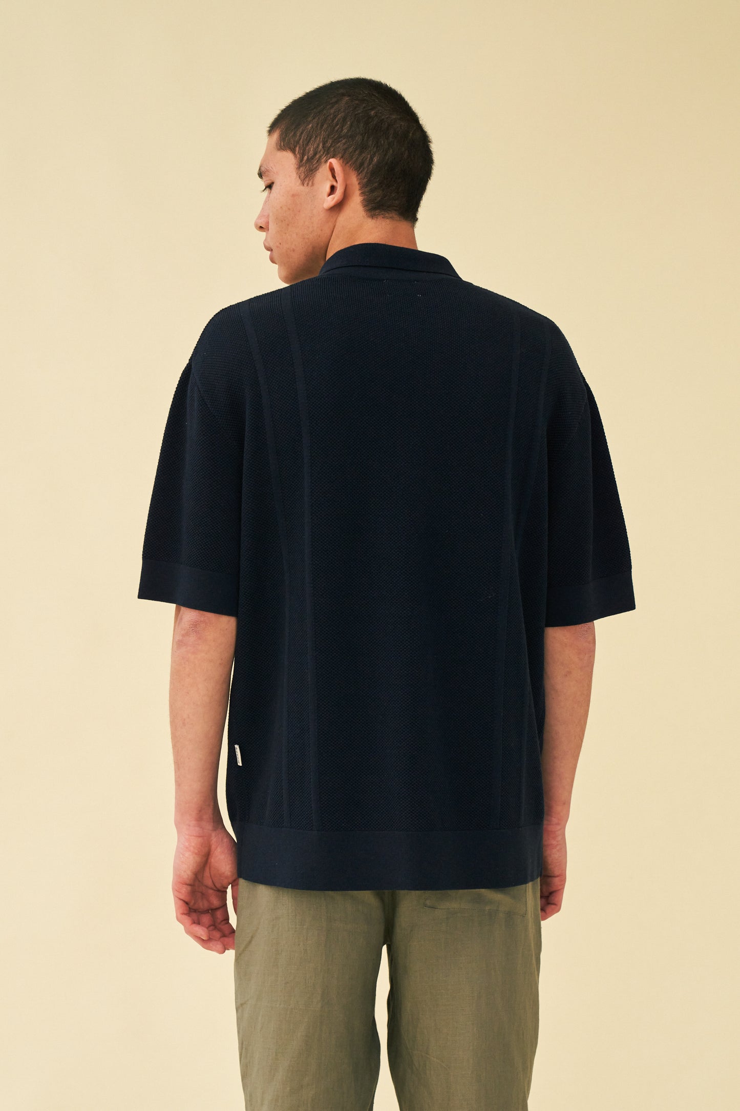STANLEY WAFFLE KNIT POLO - NAVY