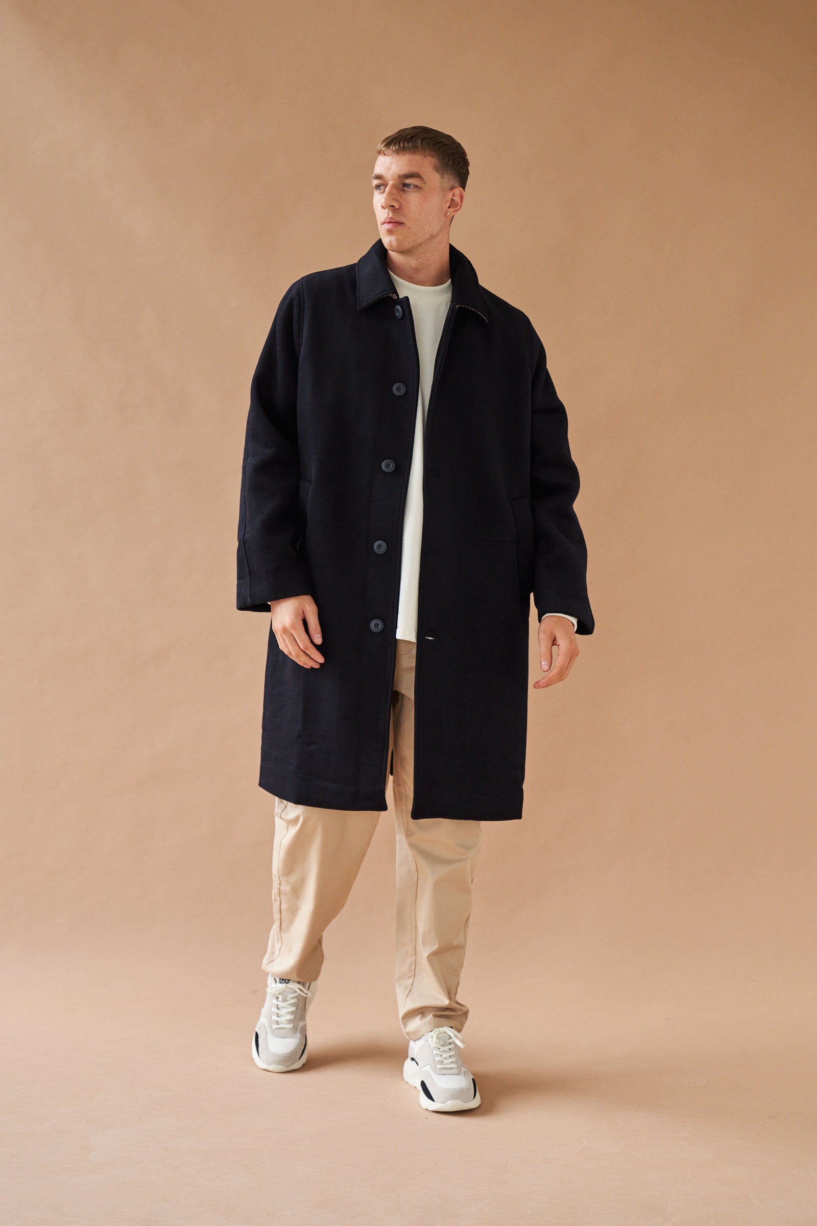 MAXWELL OVERSIZED WOOL TRENCH COAT NAVY – bound