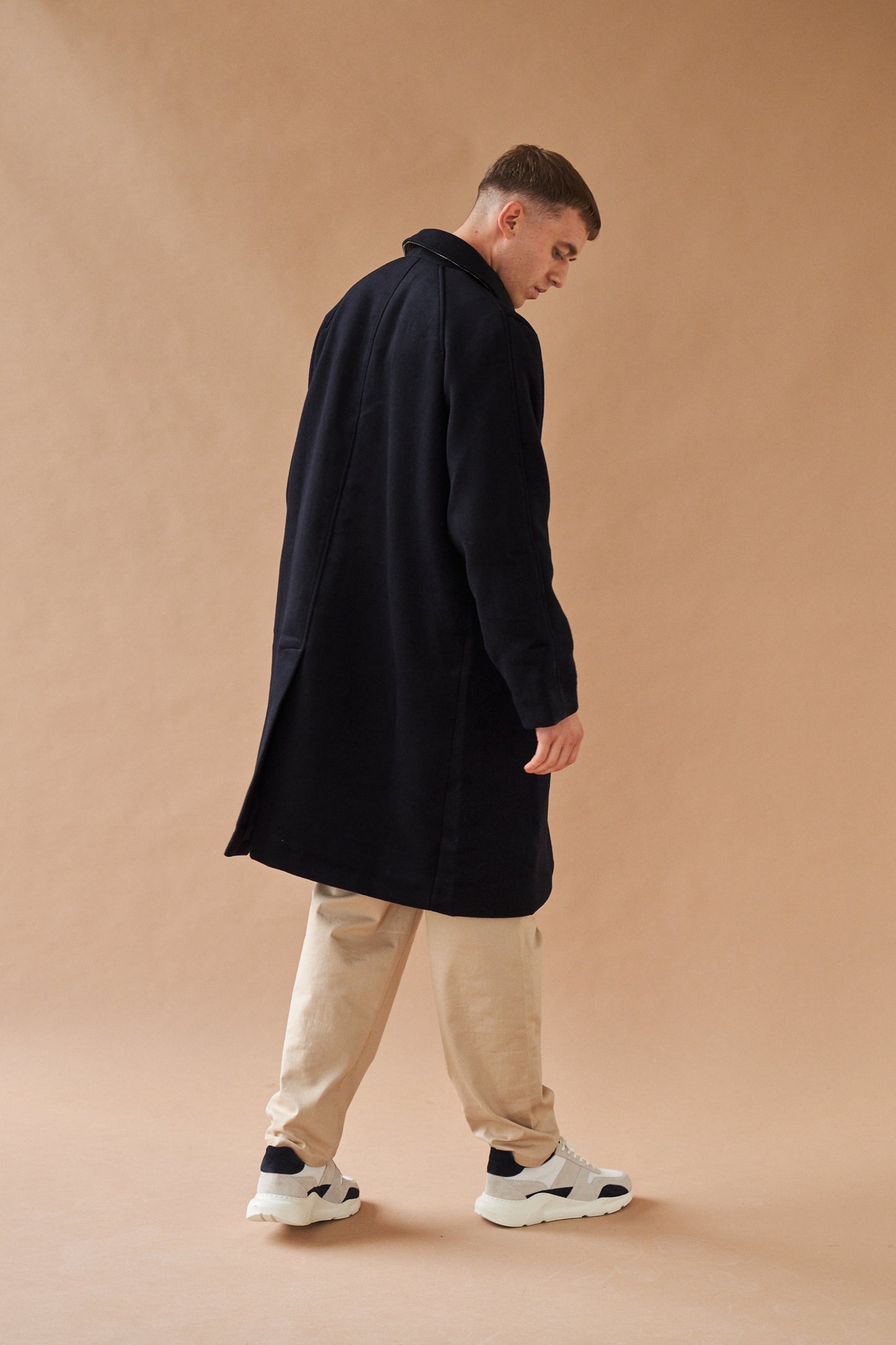 MAXWELL OVERSIZED WOOL TRENCH COAT - NAVY