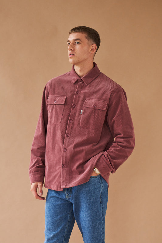 ROUGE CORDUROY BUTTON UP OVERSHIRT