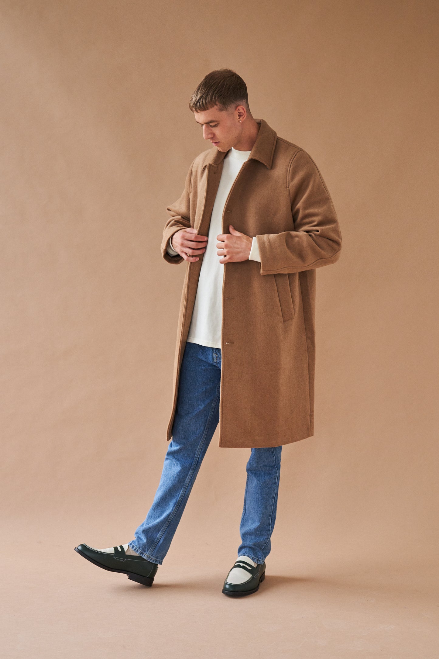 MAXWELL OVERSIZED WOOL TRENCH COAT - CAMEL