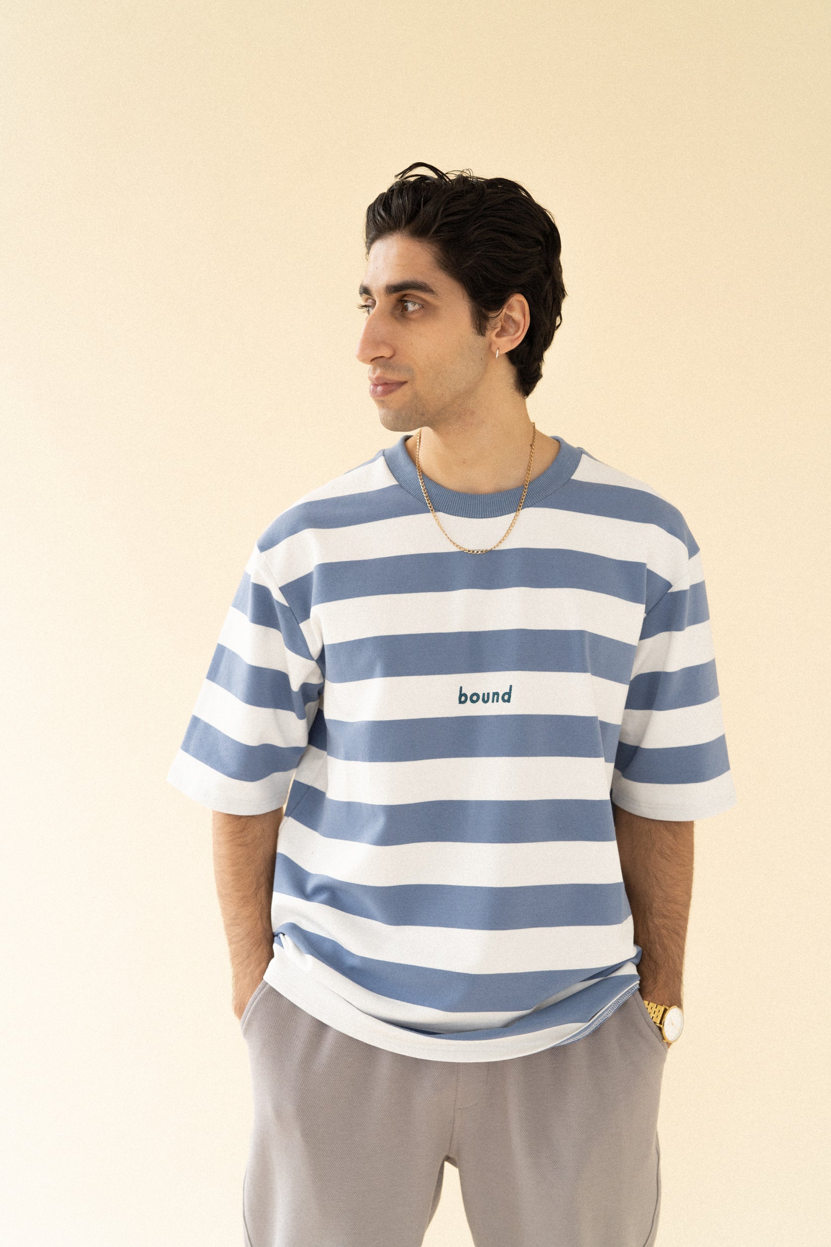 Mens Terry Stripe T-Shirt Arctic