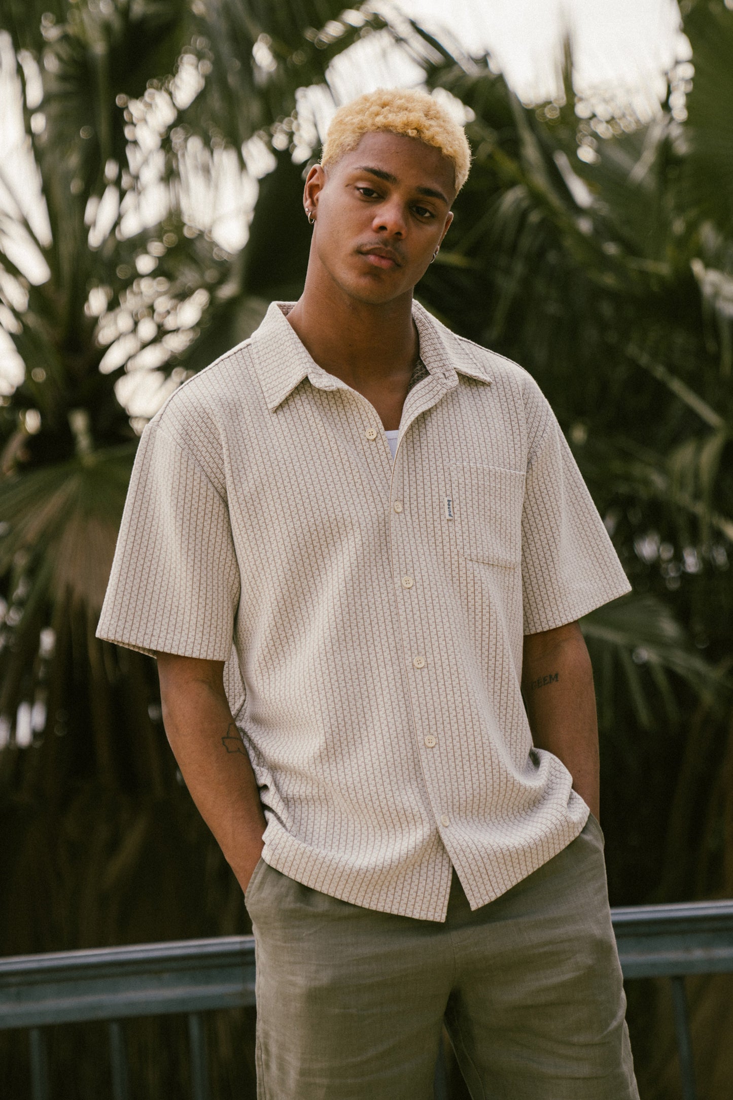 BLANCO PATTERNED TEXTURED POLO SHIRT - WHITE