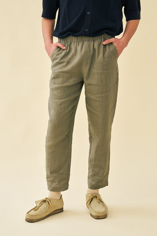 Mens Linen Pants With Pleats, Linen Joggers, Mens Trousers, Navy